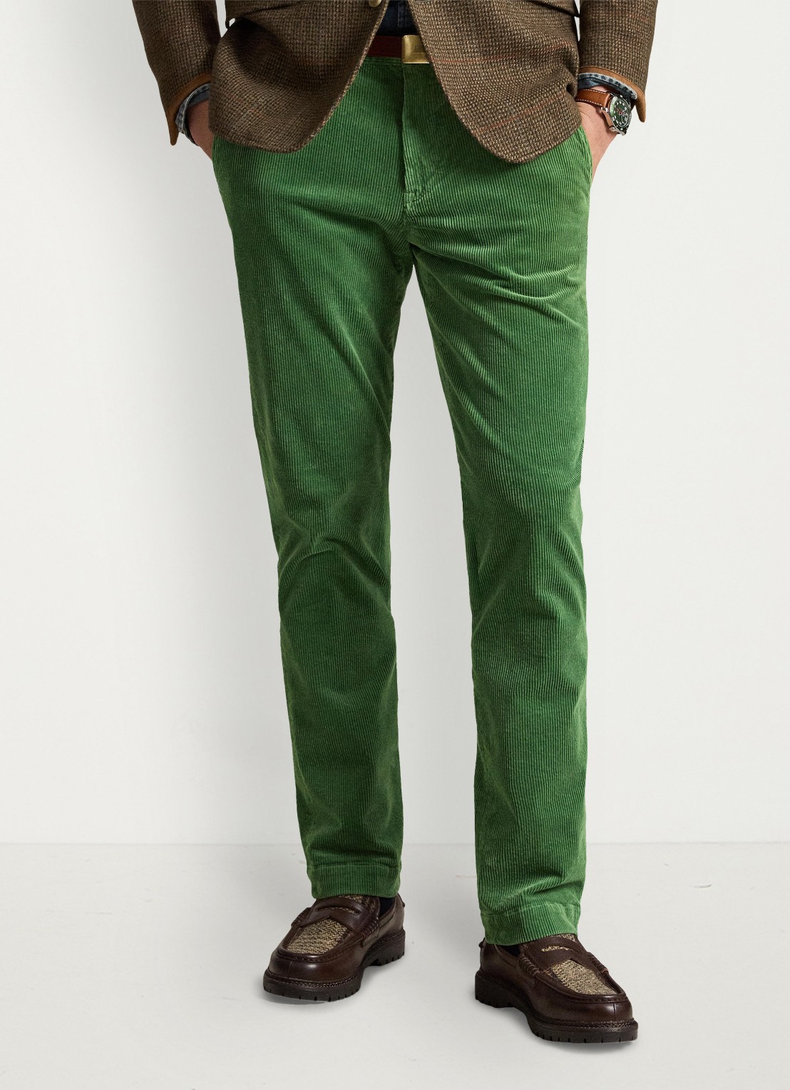 Ralph Lauren Straight fit chino van corduroy met stretch - detail 3 meadow green / groen