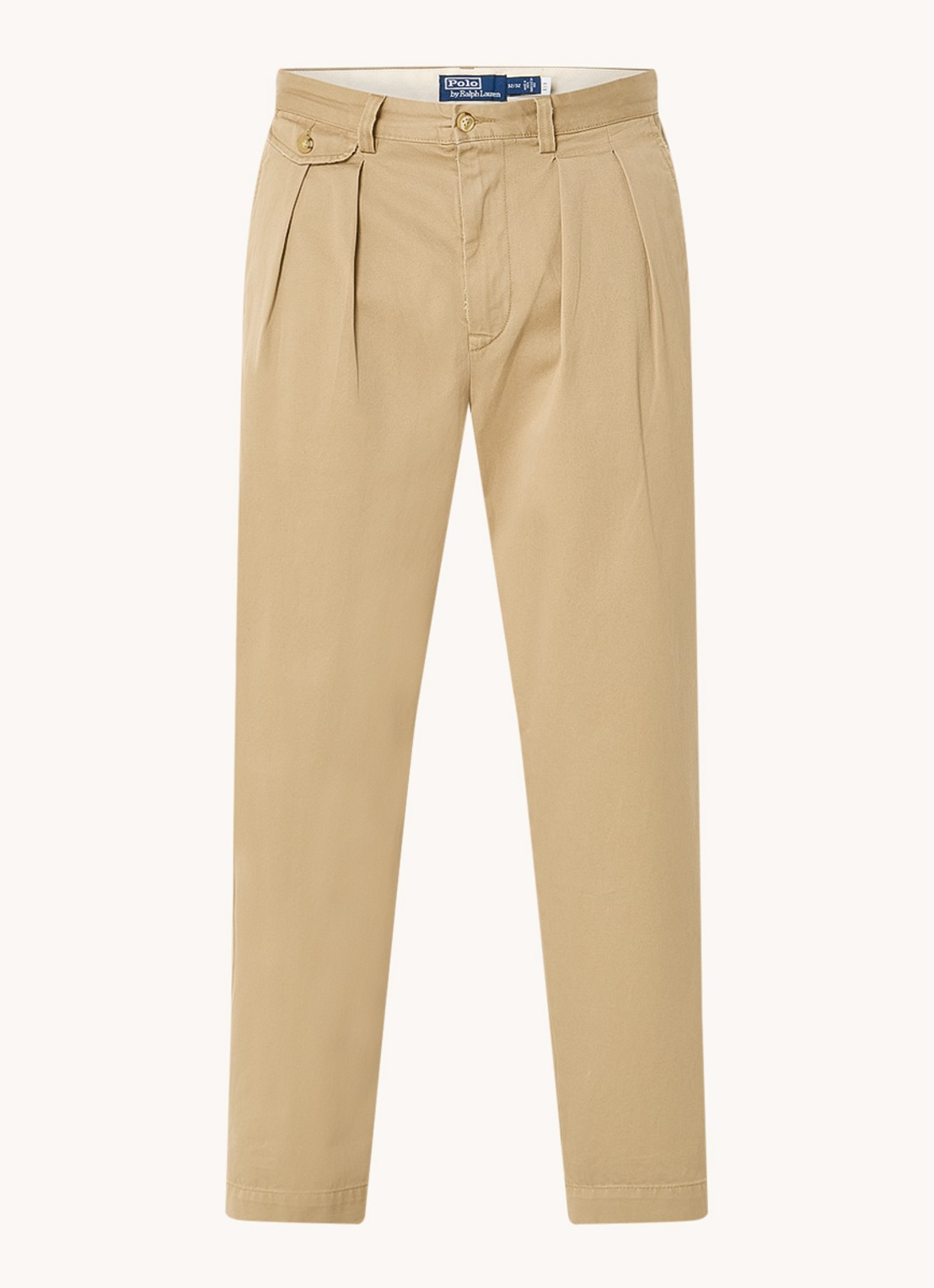 Ralph Lauren Straight fit cropped chino met plooidetail - voorkant rl khaki / khaki
