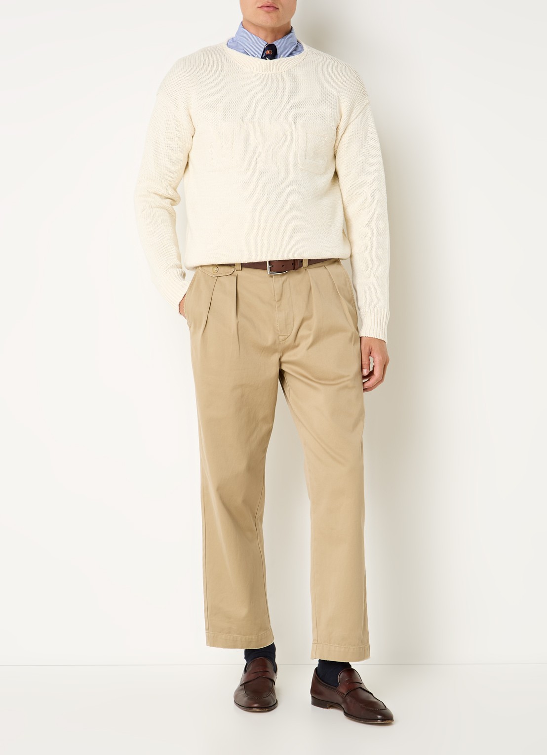 Ralph Lauren Straight fit cropped chino met plooidetail - voorkant 2 rl khaki / khaki