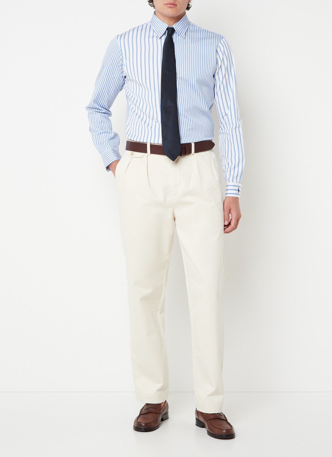 Ralph Lauren Straight fit cropped chino met plooidetail - voorkant 5 winter cream / creme