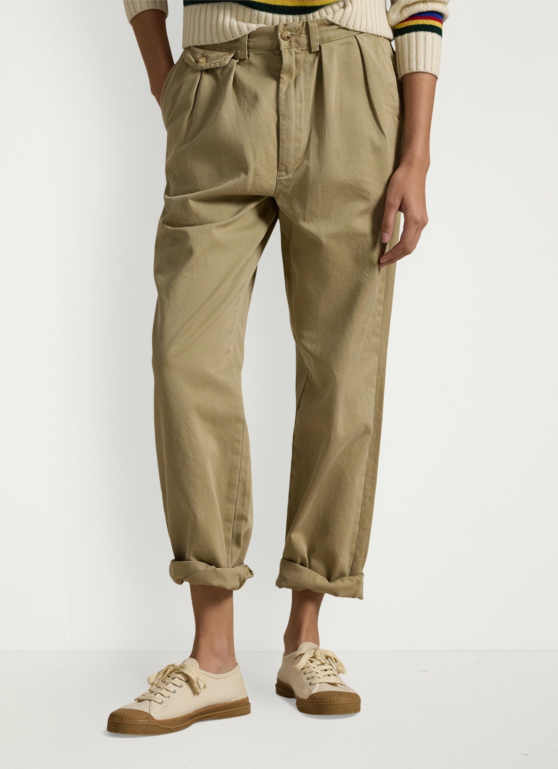 Ralph Lauren Straight fit cropped chino met plooidetail - detail 9 rl khaki / khaki