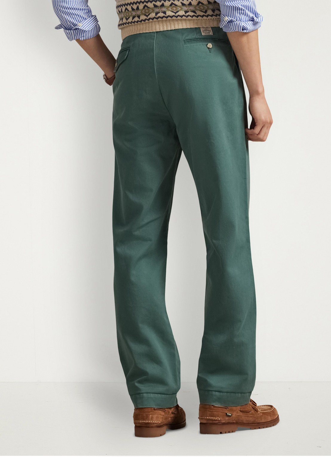 Ralph Lauren Straight fit cropped chino met plooidetail - achterkant groen