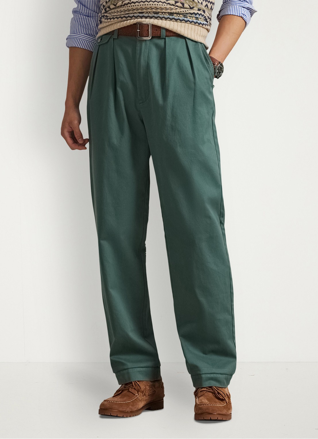 Ralph Lauren Straight fit cropped chino met plooidetail - detail 4 groen