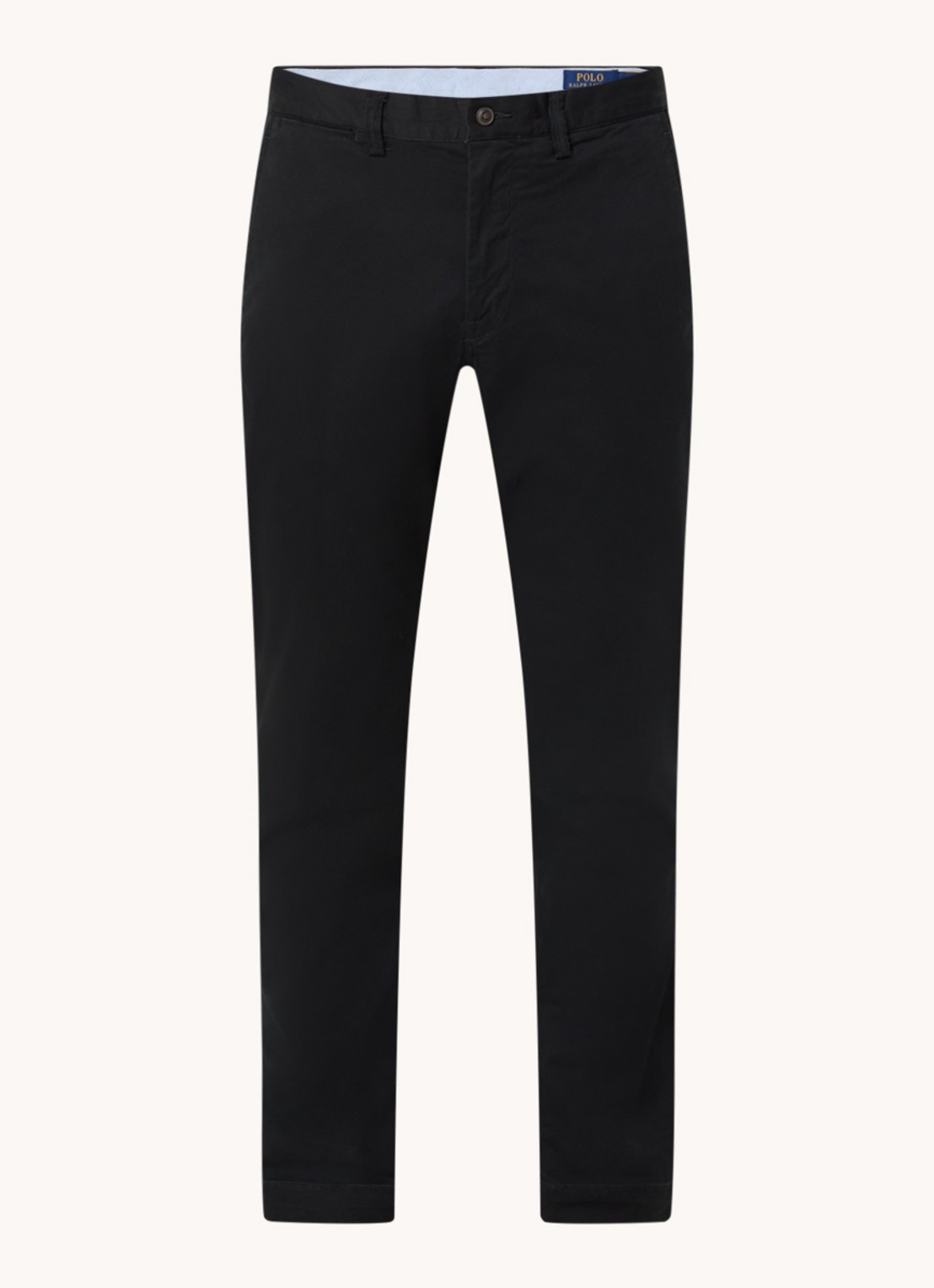 Ralph Lauren Straight fit gewassen chino met stretch - voorkant polo black / zwart