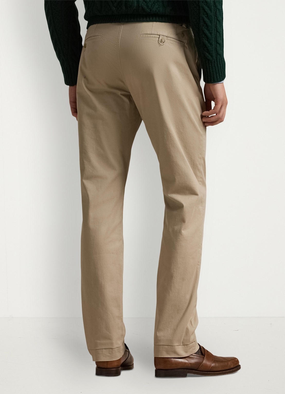 Ralph Lauren Straight fit gewassen chino met stretch - achterkant khaki tan / beige