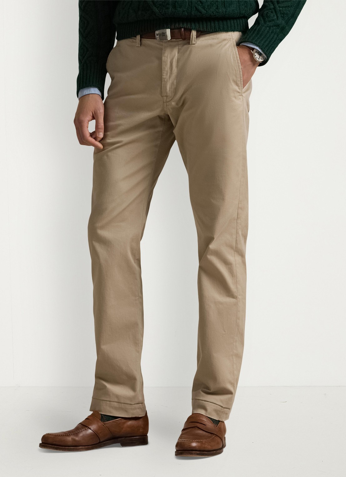 Ralph Lauren Straight fit gewassen chino met stretch - detail 2 khaki tan / beige