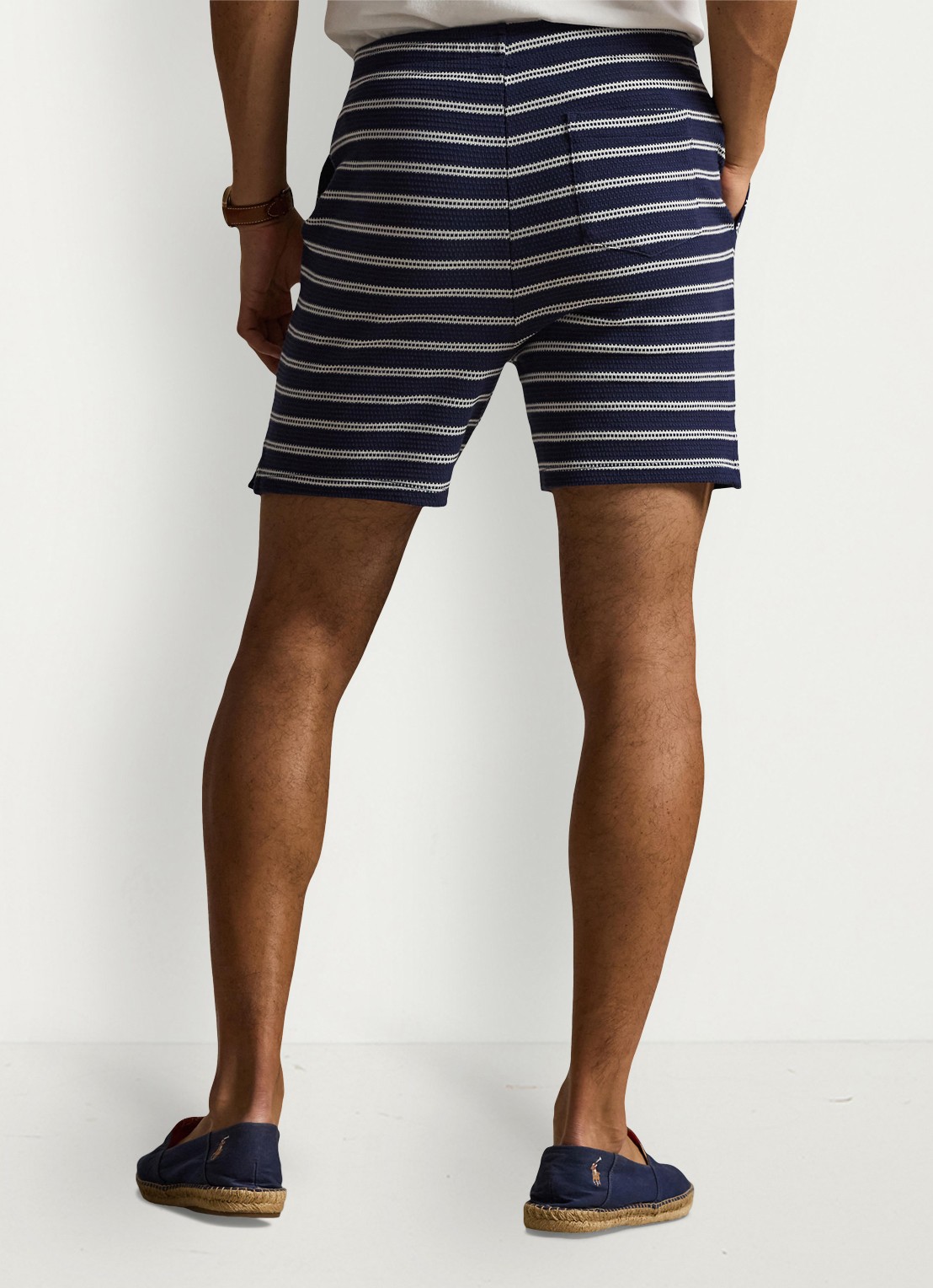 Ralph Lauren Straight fit korte broek met streepprint - achterkant 3 newport navy/pale cream-zyrr