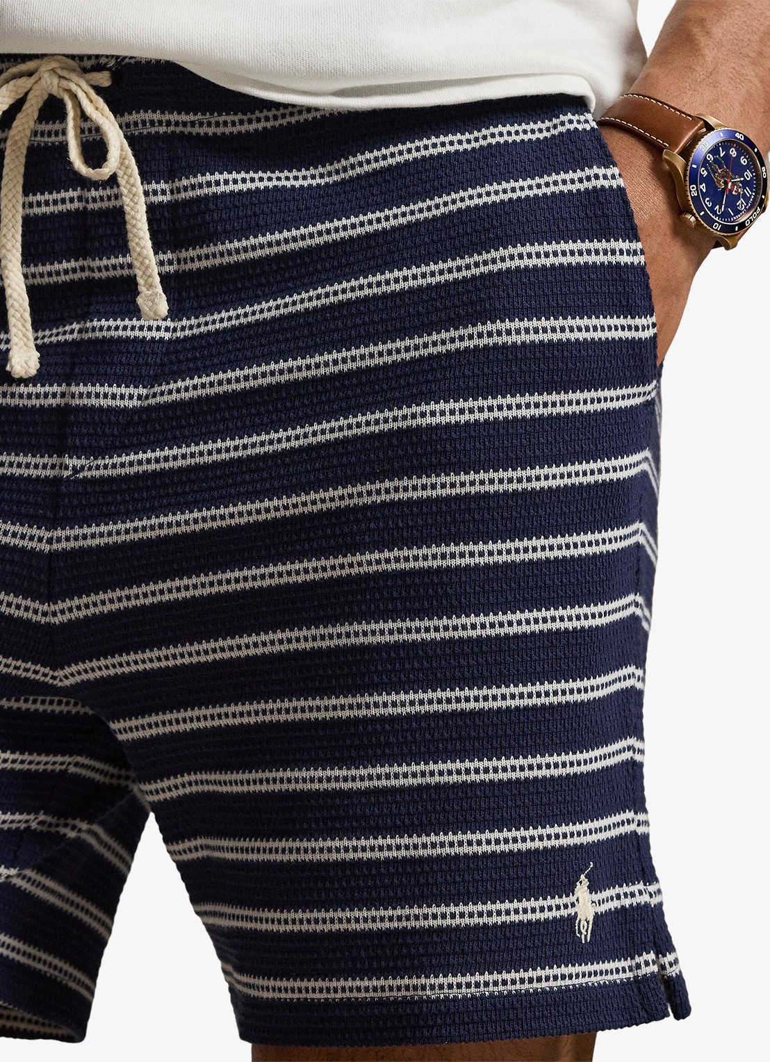 Ralph Lauren Straight fit korte broek met streepprint - detail 5 newport navy/pale cream-zyrr