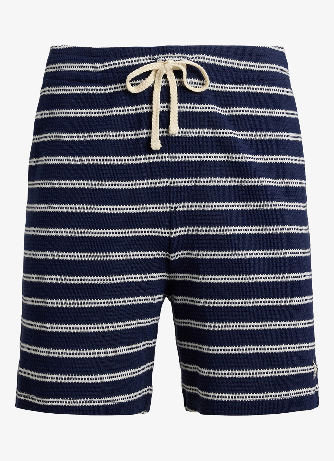 Ralph Lauren Straight fit korte broek met streepprint - voorkant newport navy/pale cream-zyrr