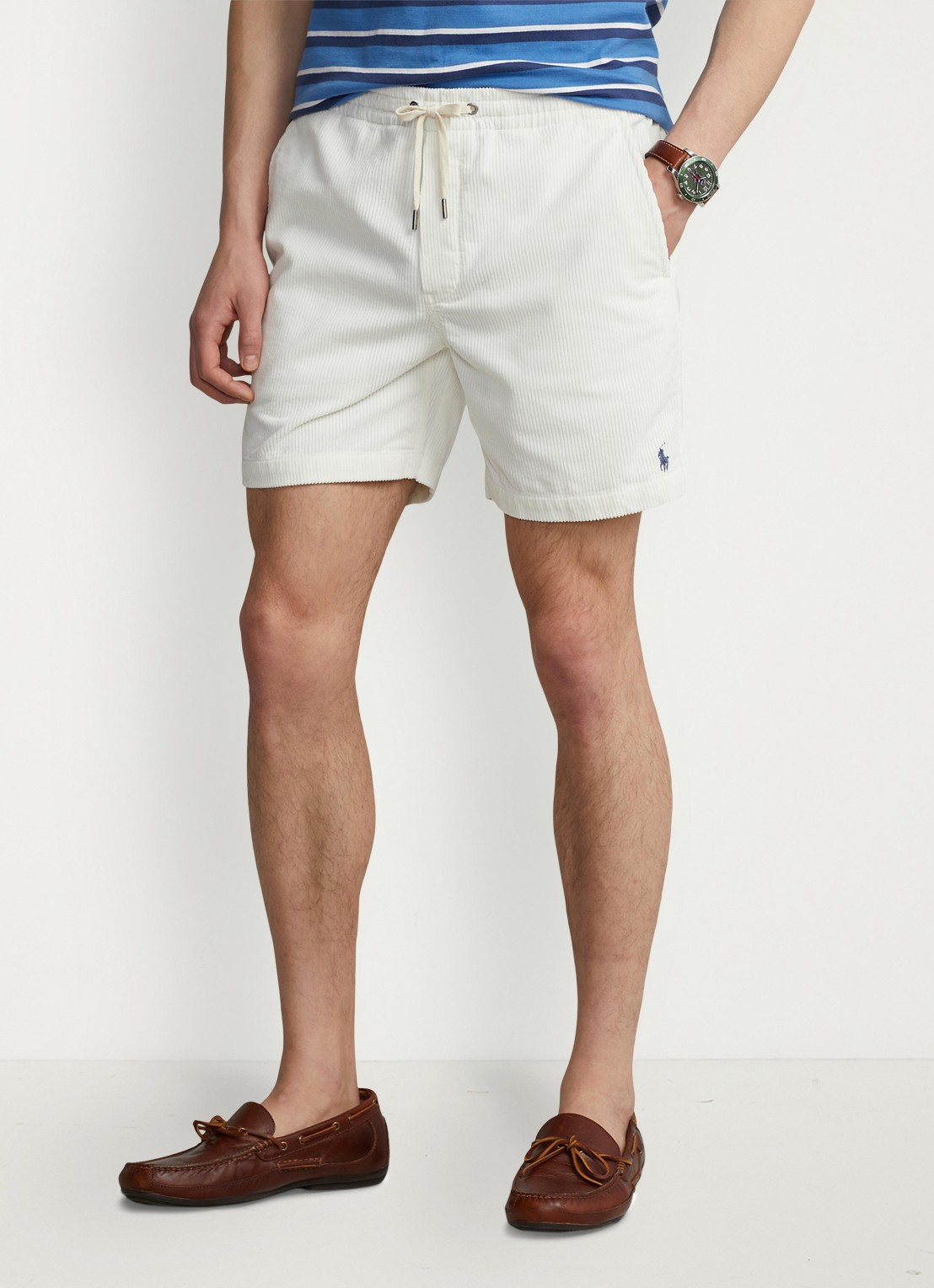 Ralph Lauren Straight fit korte broek van corduroy - detail warm white