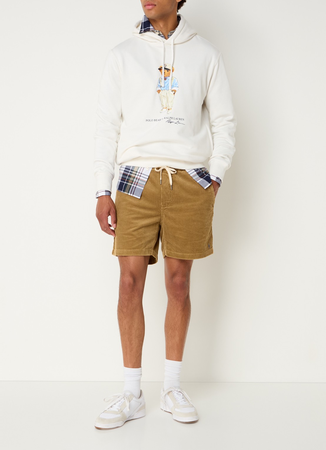 Ralph Lauren Straight fit korte broek van corduroy - voorkant 3 despatch tan / khaki
