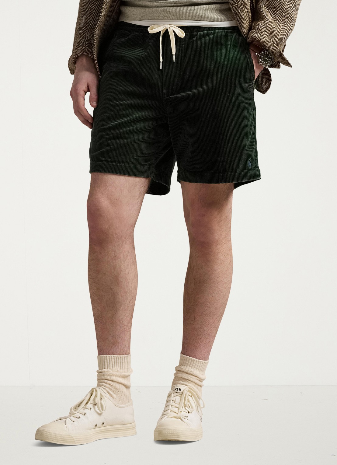 Ralph Lauren Straight fit korte broek van corduroy - detail 4 college green / donkergroen
