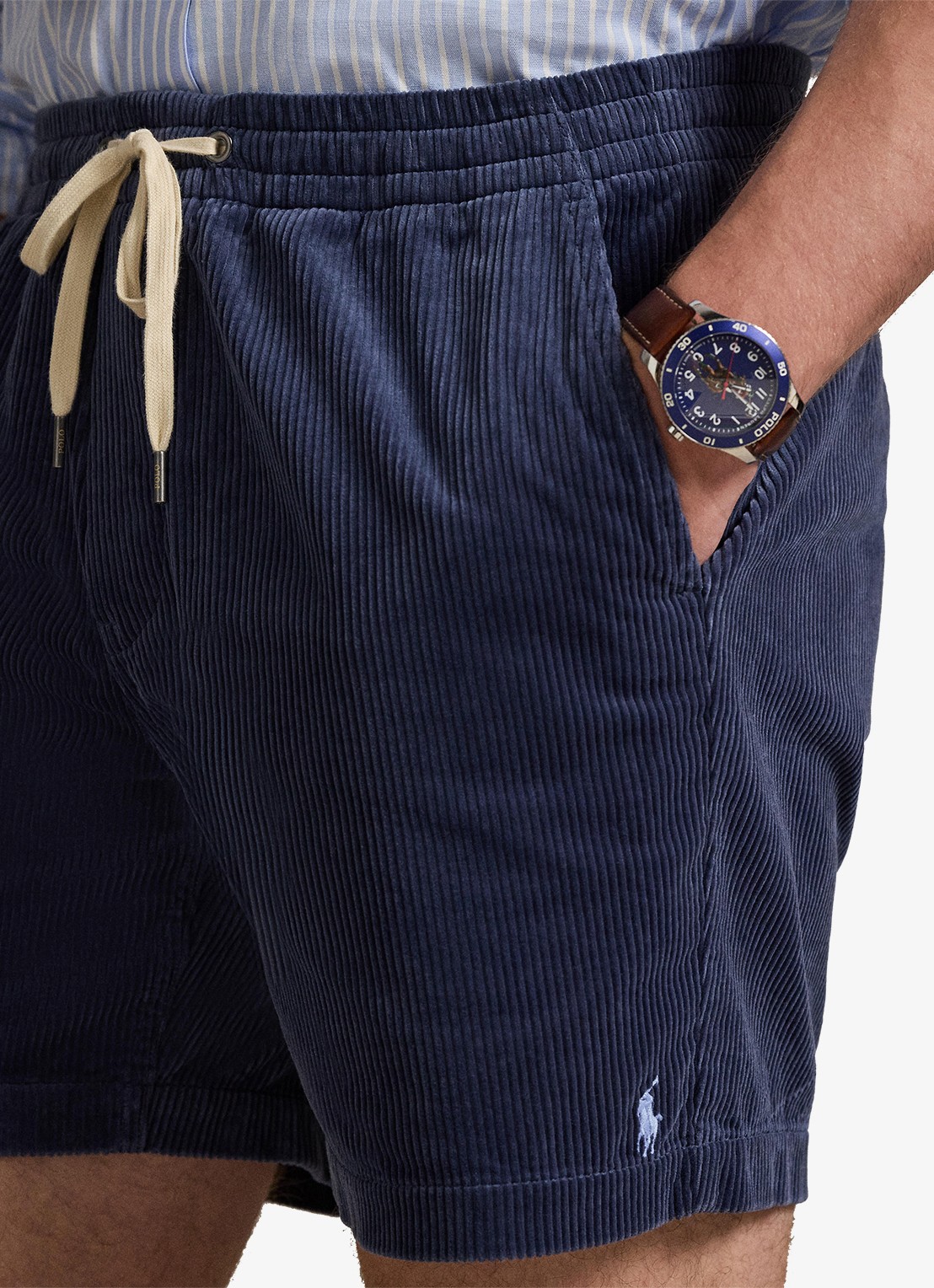 Ralph Lauren Straight fit korte broek van corduroy - detail 2 boston navy-2yth