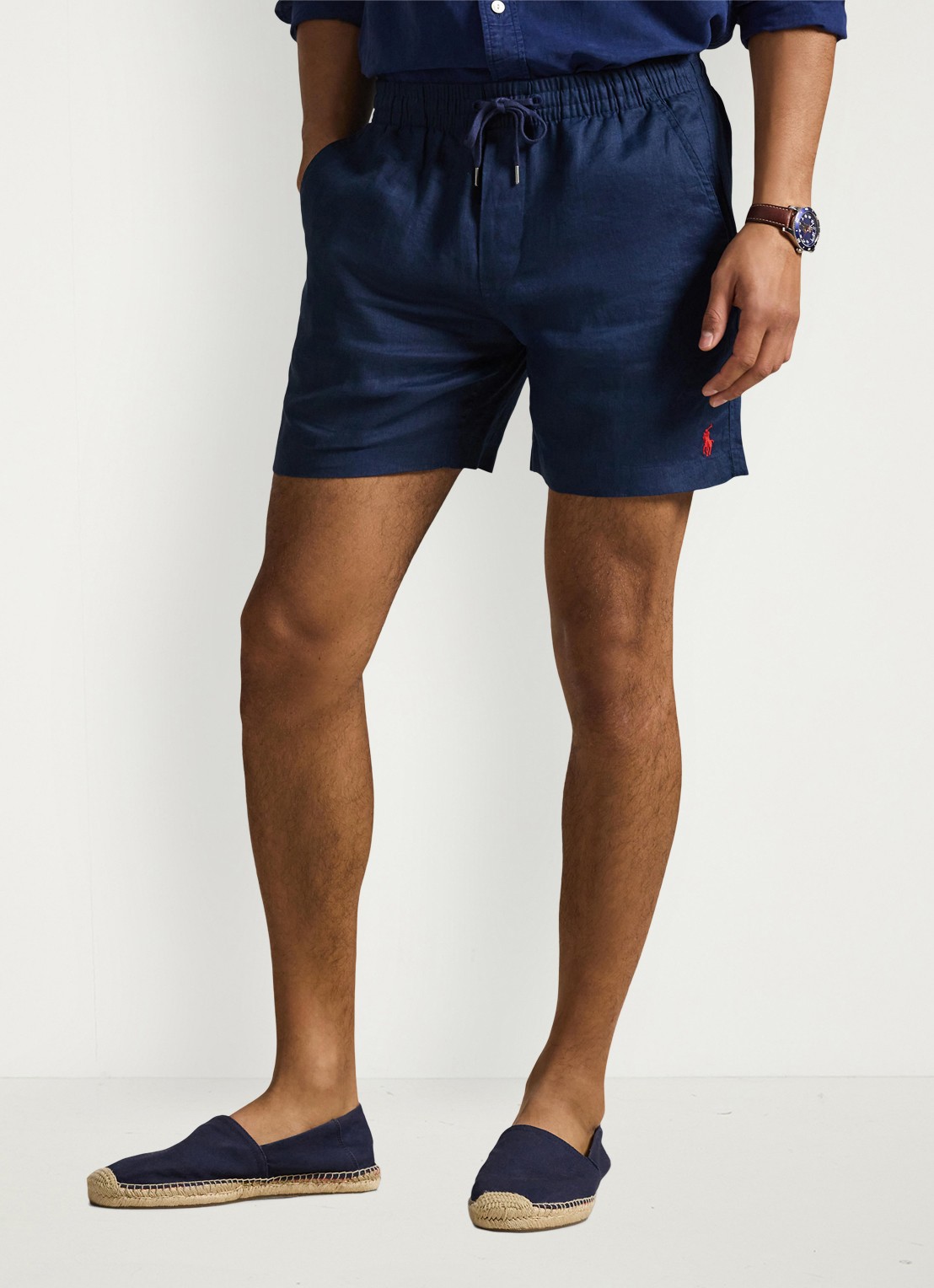 Ralph Lauren Straight fit korte broek van linnen - detail newport navy