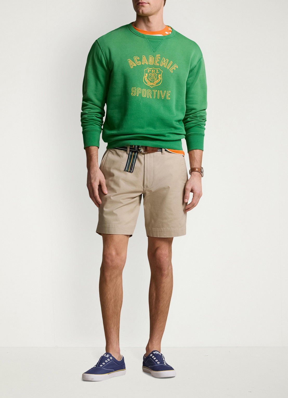 Ralph Lauren Straight fit korte chino met stretch - voorkant 5 khaki tan / beige