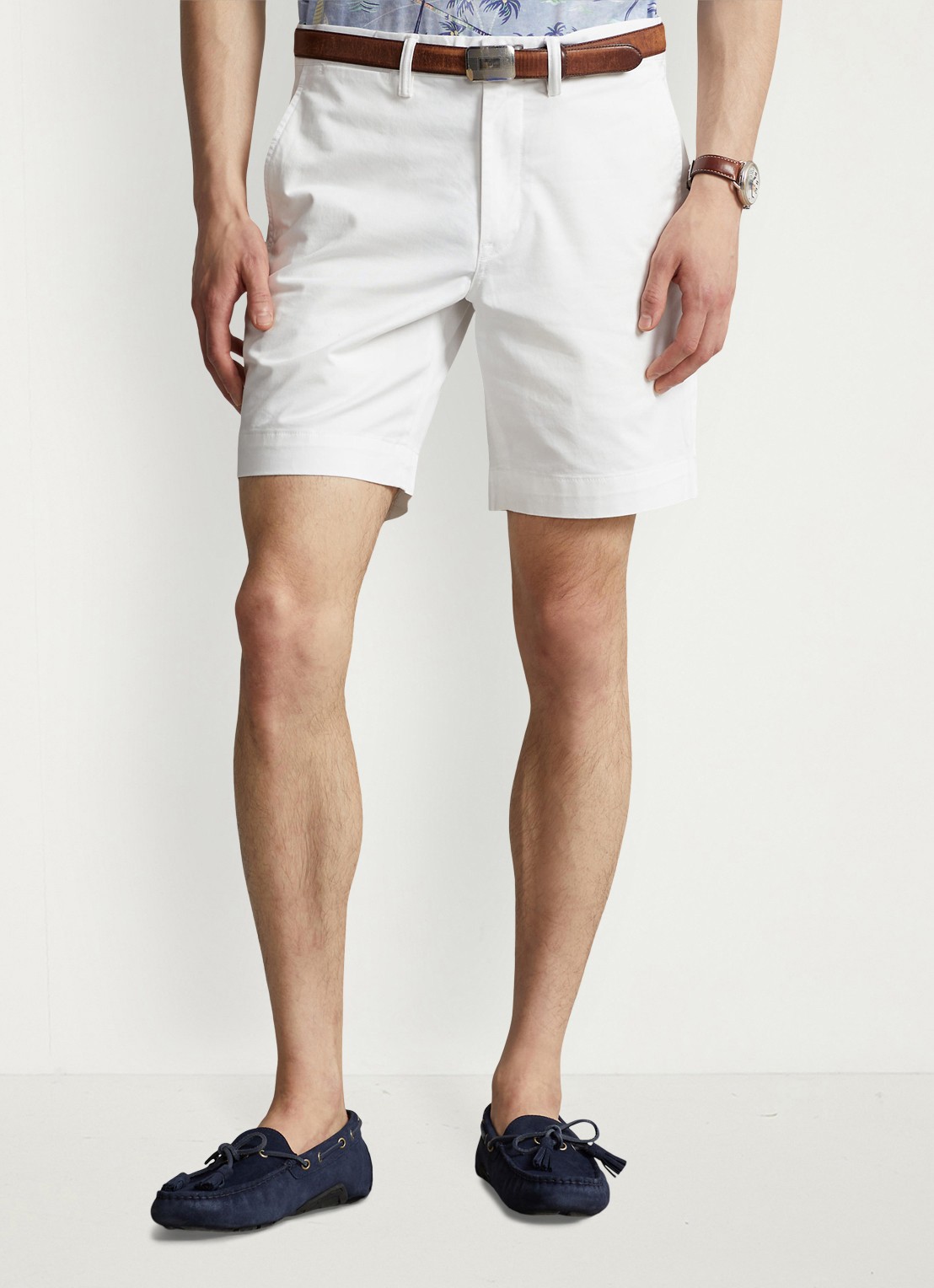 Ralph Lauren Straight fit korte chino met stretch - detail white / wit