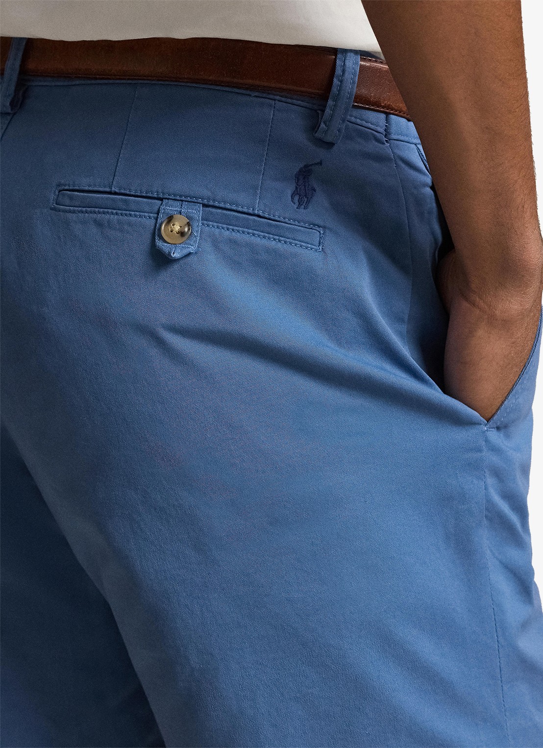 Ralph Lauren Straight fit korte chino met stretch - detail 2 delta blue / blauw