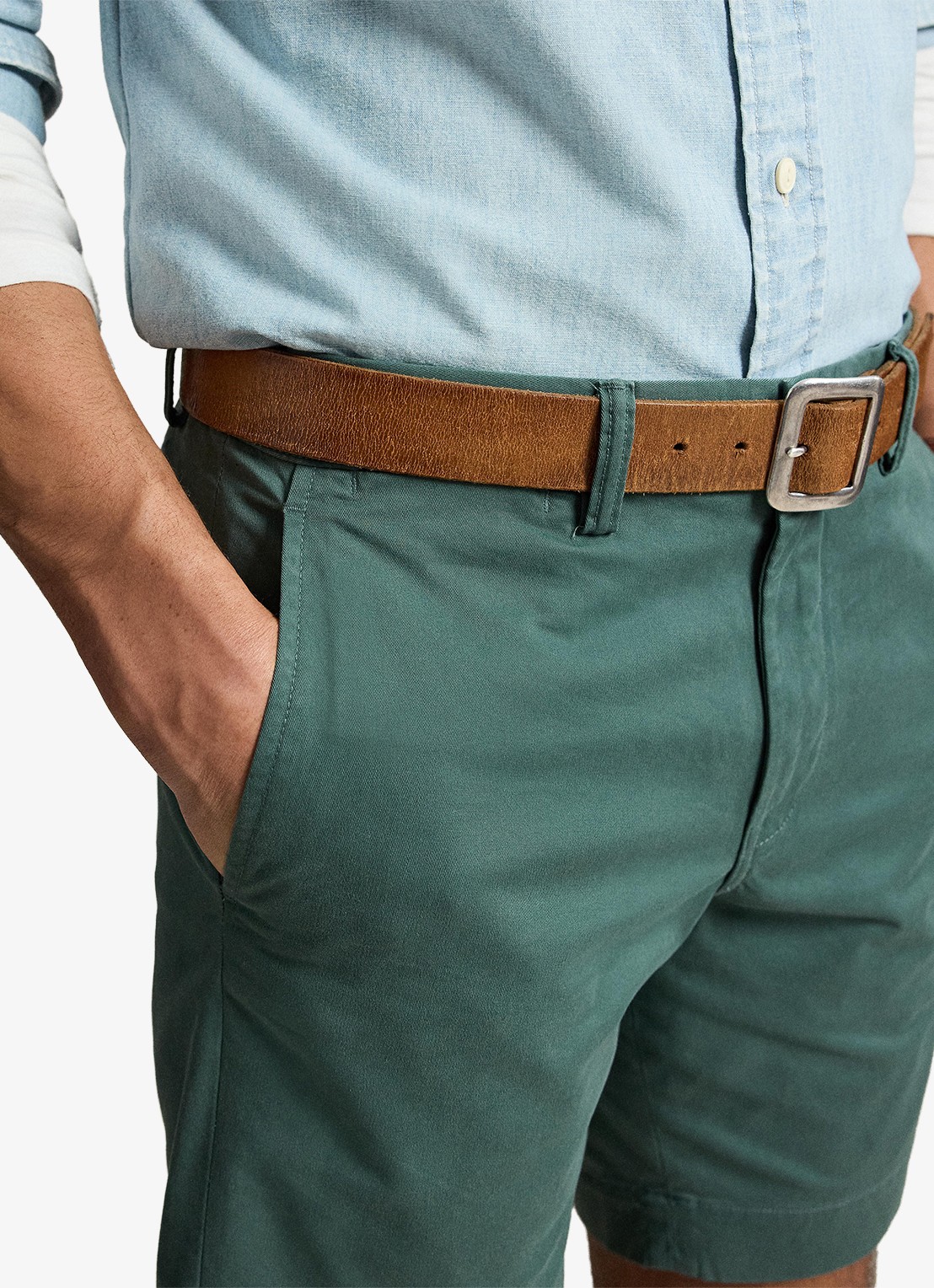 Ralph Lauren Straight fit korte chino met stretch - detail 2 charter green / groen
