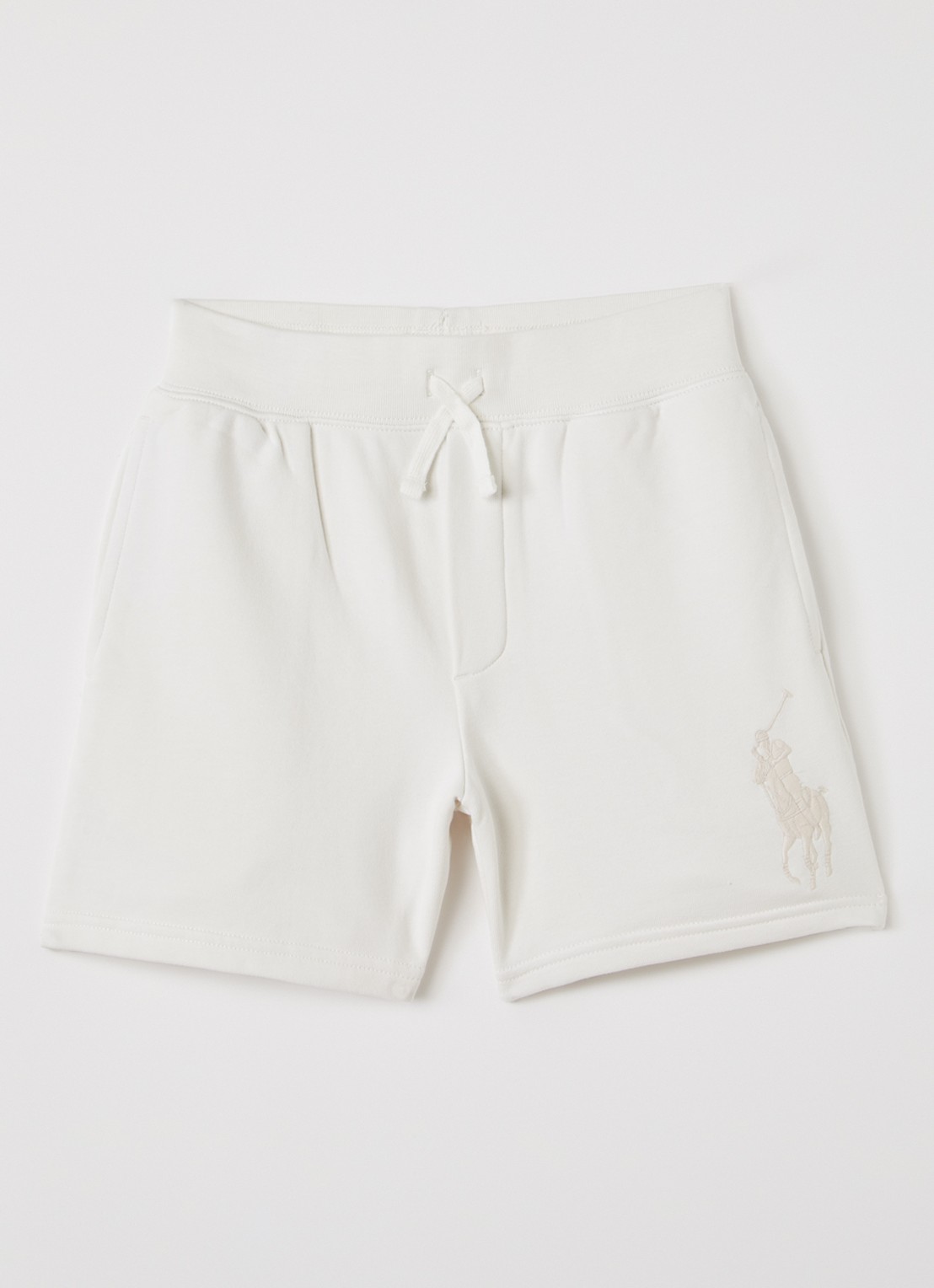 Ralph Lauren Straight fit korte jogginbroek met logoborduring - voorkant 2 gebroken wit