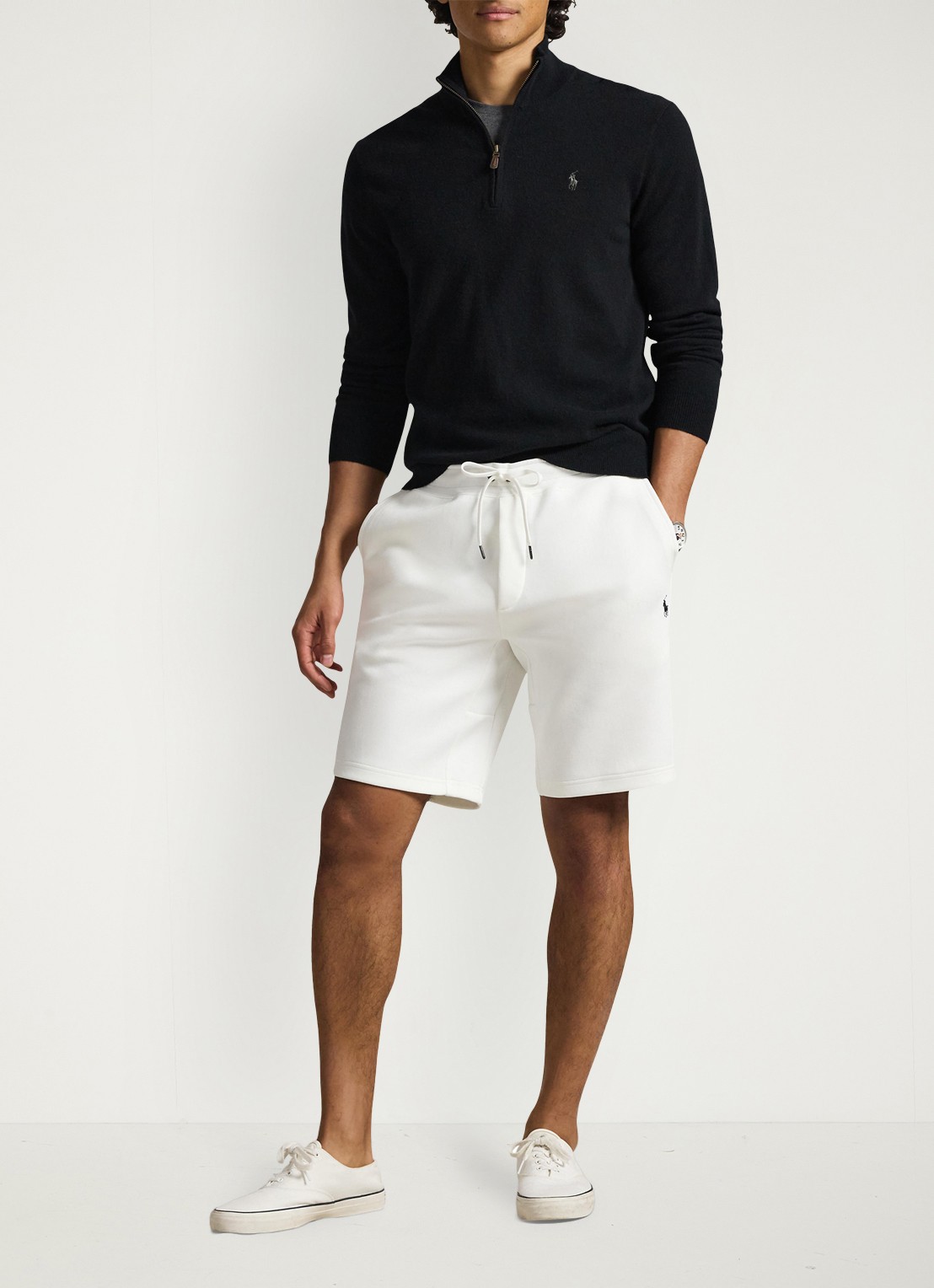 Ralph Lauren Straight fit korte joggingbroek met logo en steekzakken - voorkant 5 wit