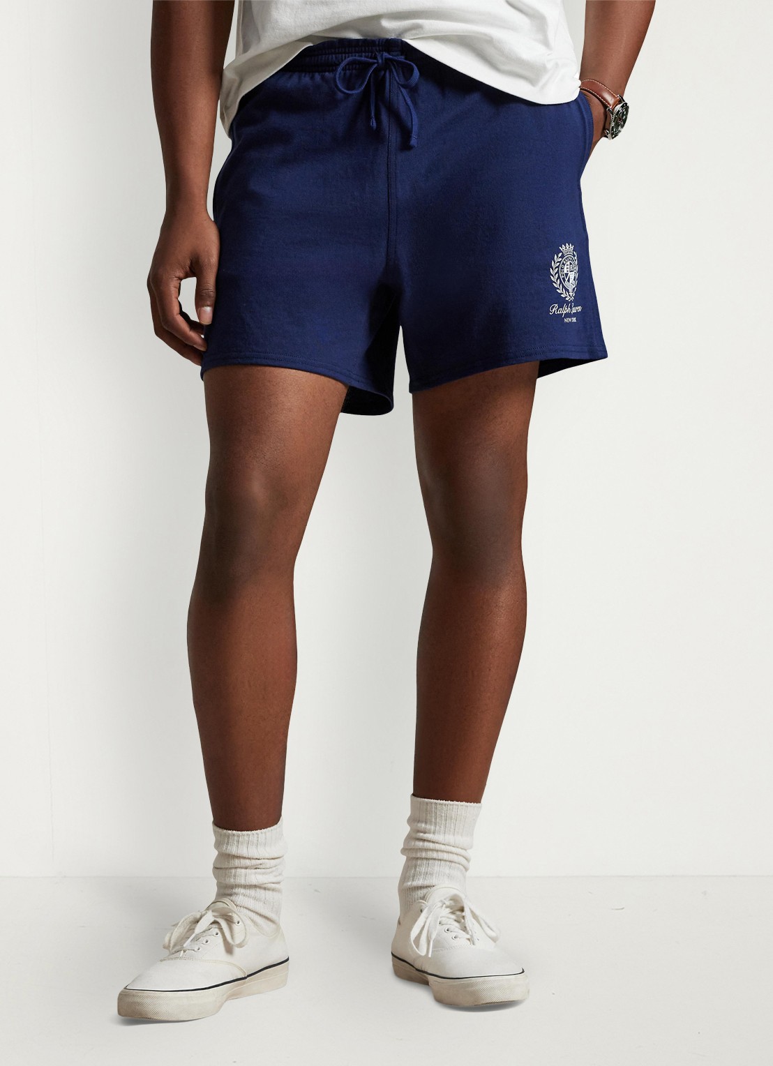 Ralph Lauren Straight fit korte joggingbroek met logo - detail 3 newport navy