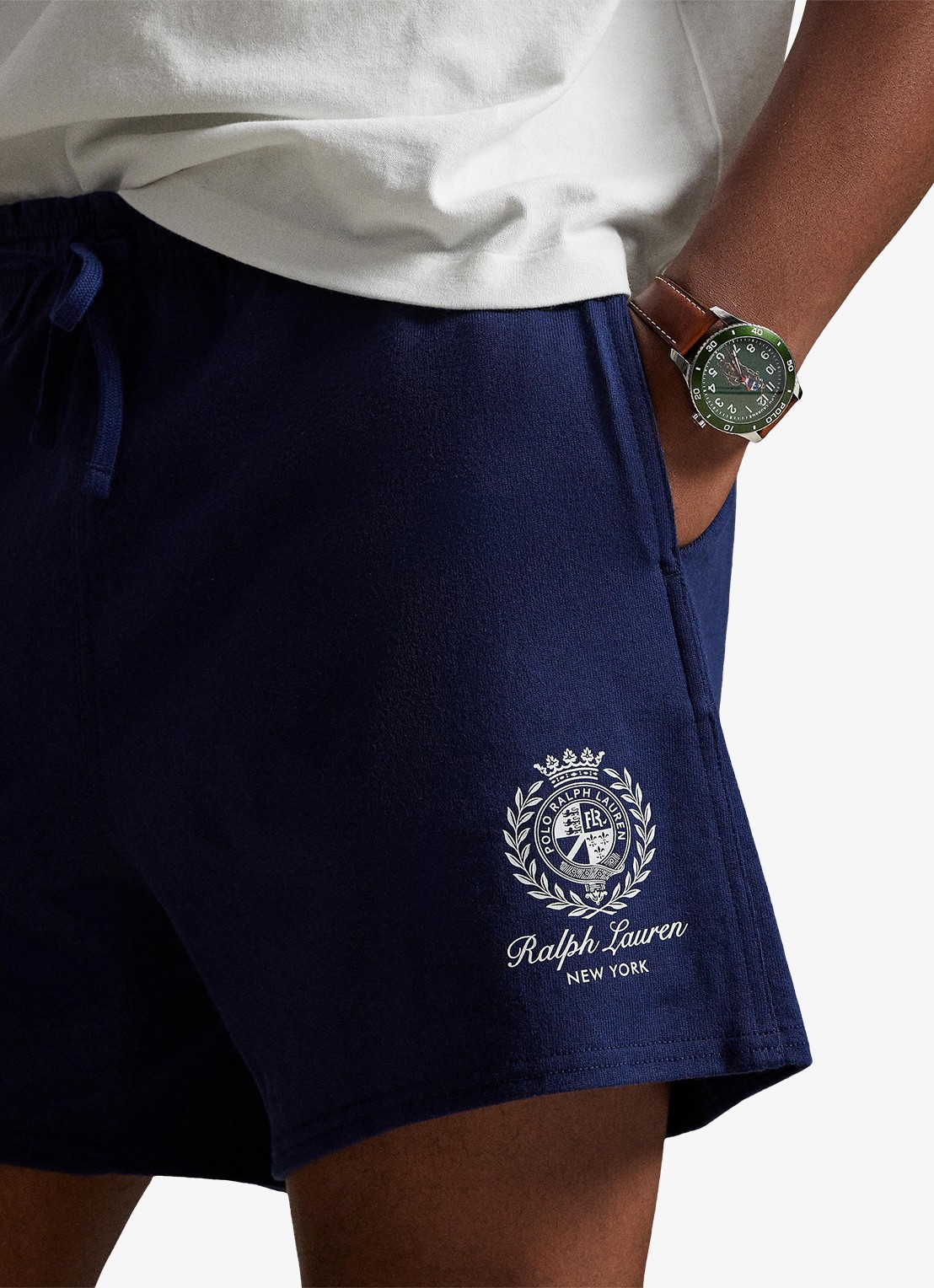 Ralph Lauren Straight fit korte joggingbroek met logo - detail 4 newport navy