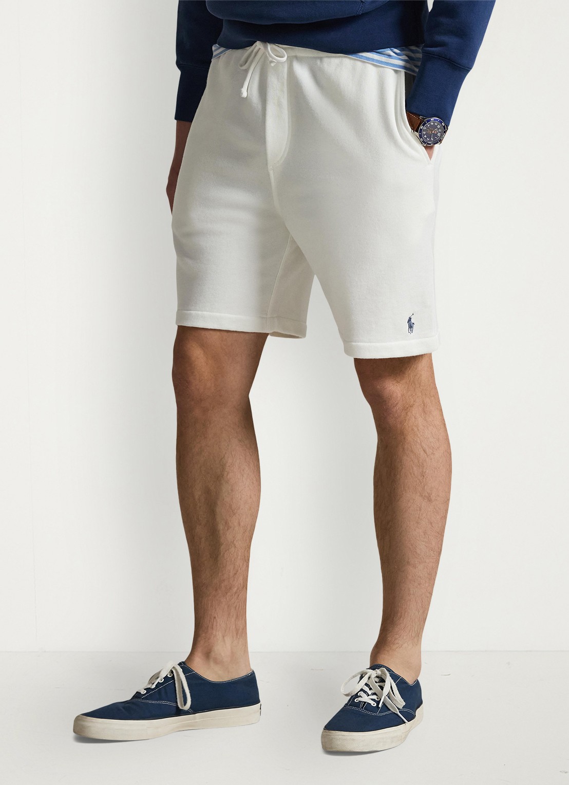 Ralph Lauren Straight fit korte joggingbroek met steekzakken - detail white / wit