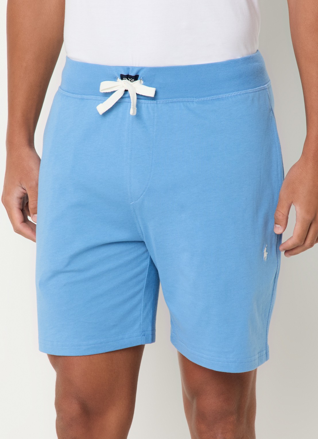 Ralph Lauren Straight fit korte pyjamabroek met logoborduring - achterkant blauw