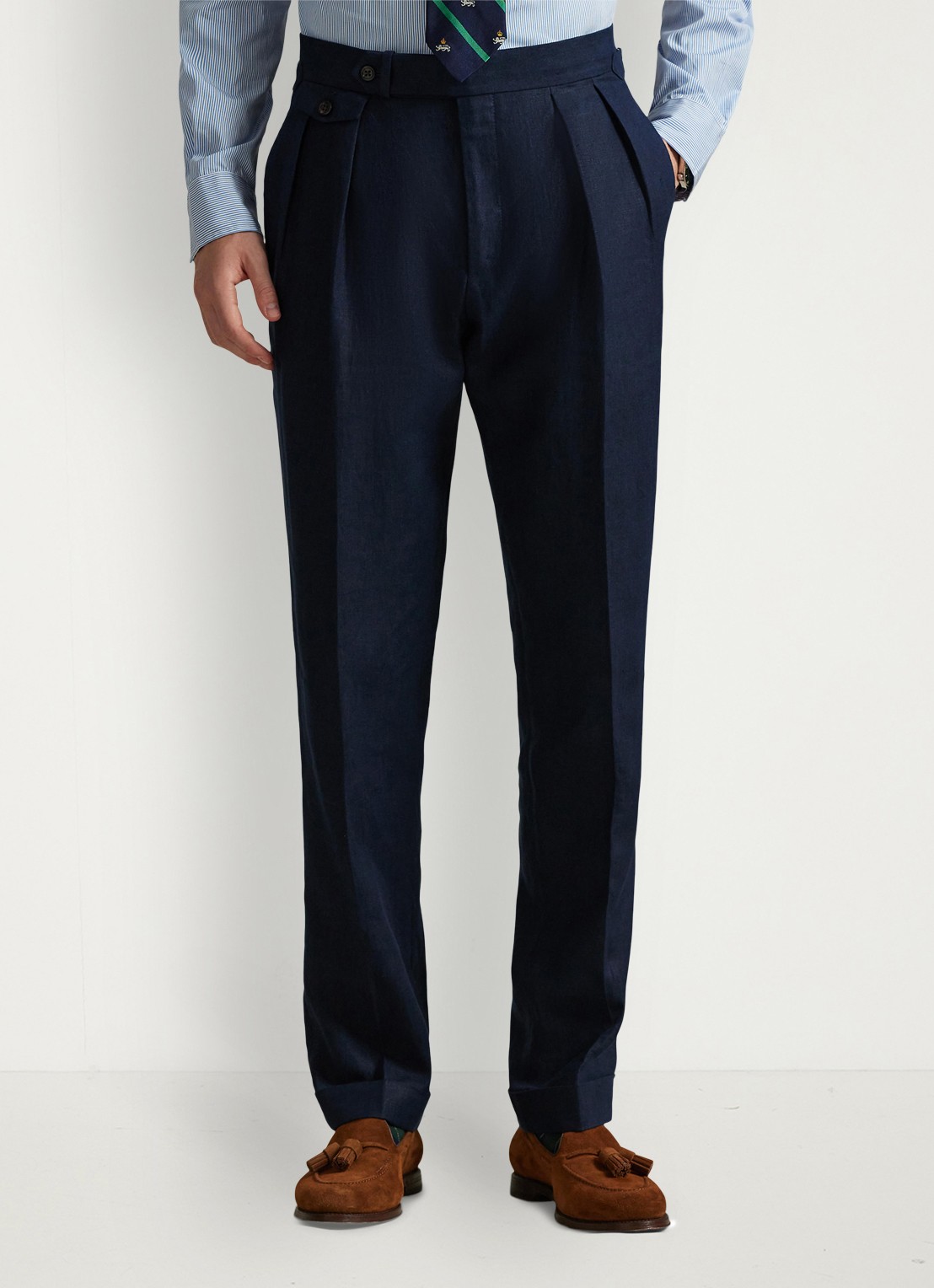 Ralph Lauren Straight fit pantalon van linnen - detail 4 dark navy-2wb9