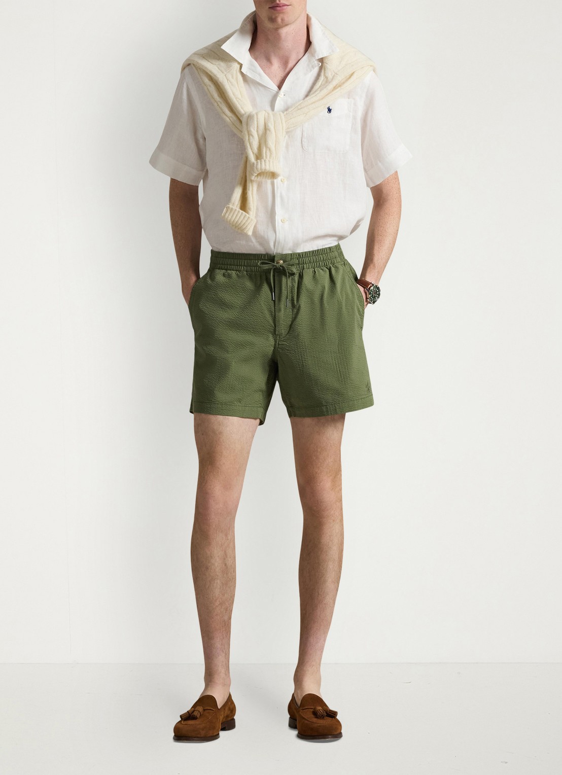 Ralph Lauren Straight fit short met steekzakken - voorkant 4 supply olive/garden trail
