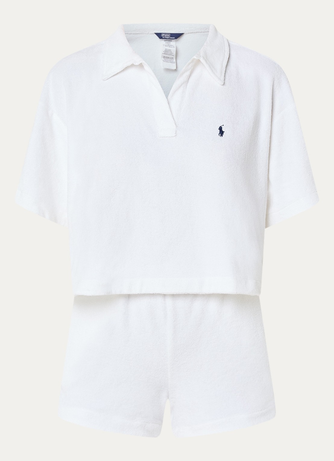 Ralph Lauren Strandset van badstof met logo - voorkant 3 wit