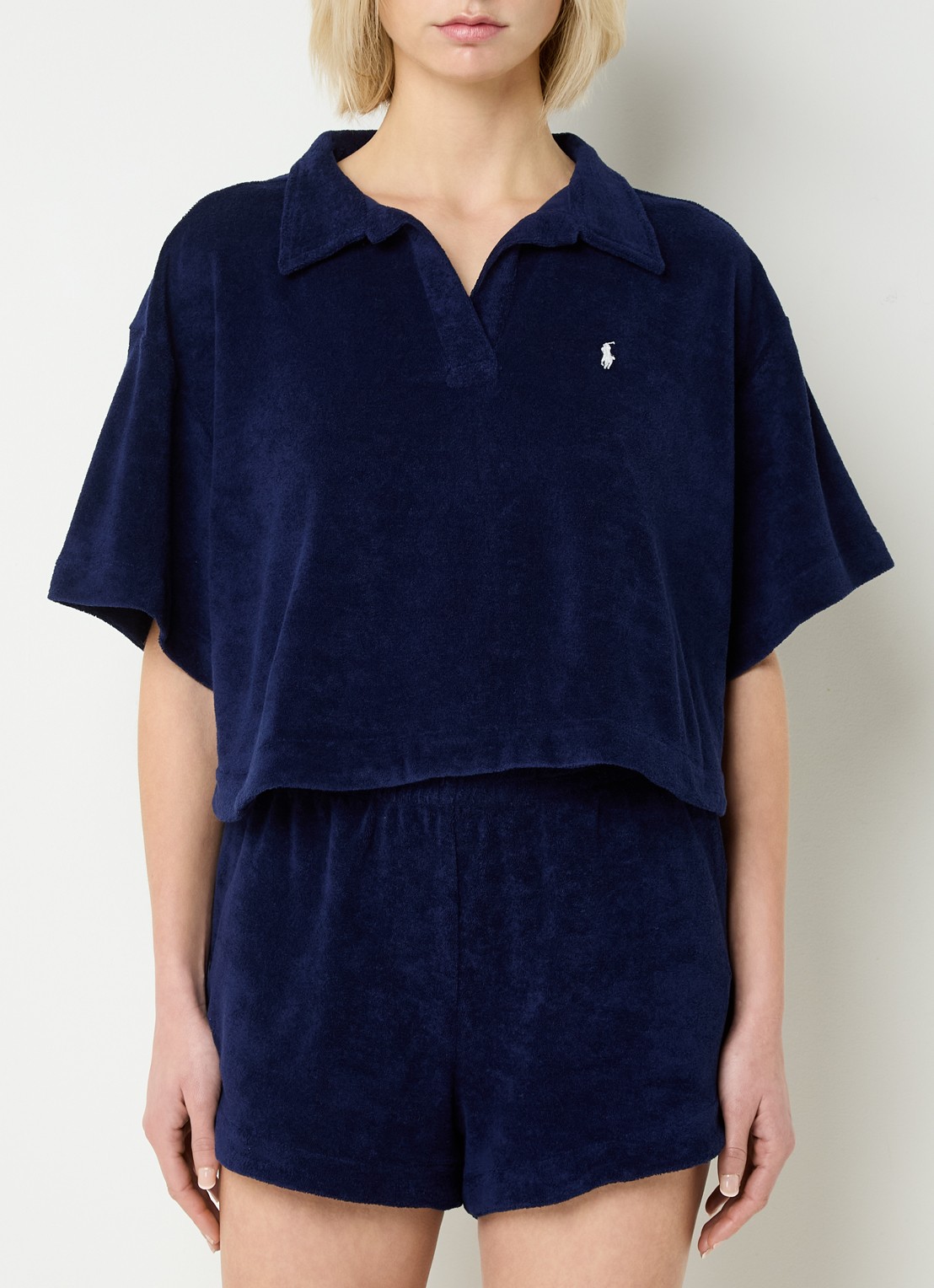 Ralph Lauren Strandset van badstof met logo - detail donkerblauw