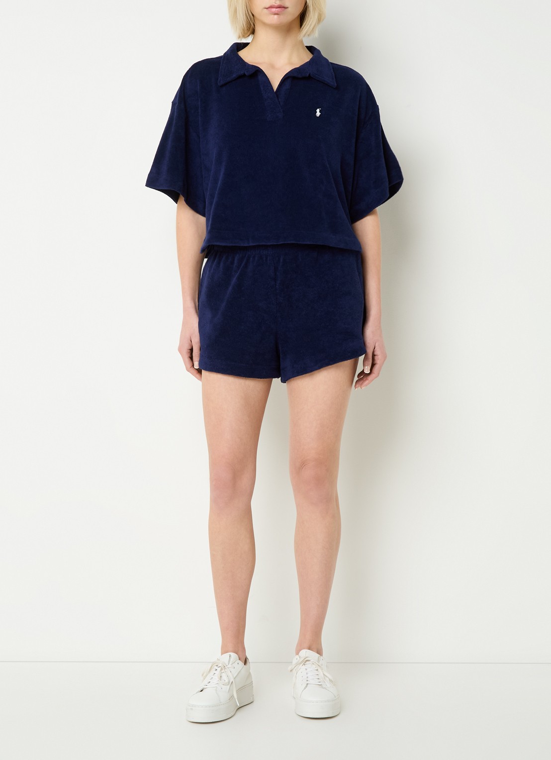 Ralph Lauren Strandset van badstof met logo - voorkant 4 donkerblauw