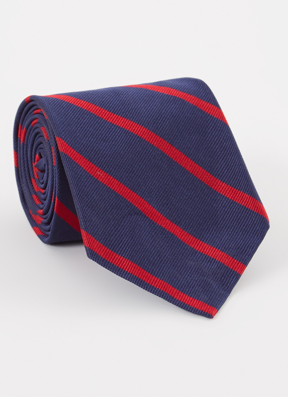 Ralph Lauren Stropdas van zijde met streepprint - voorkant 2 navy/red