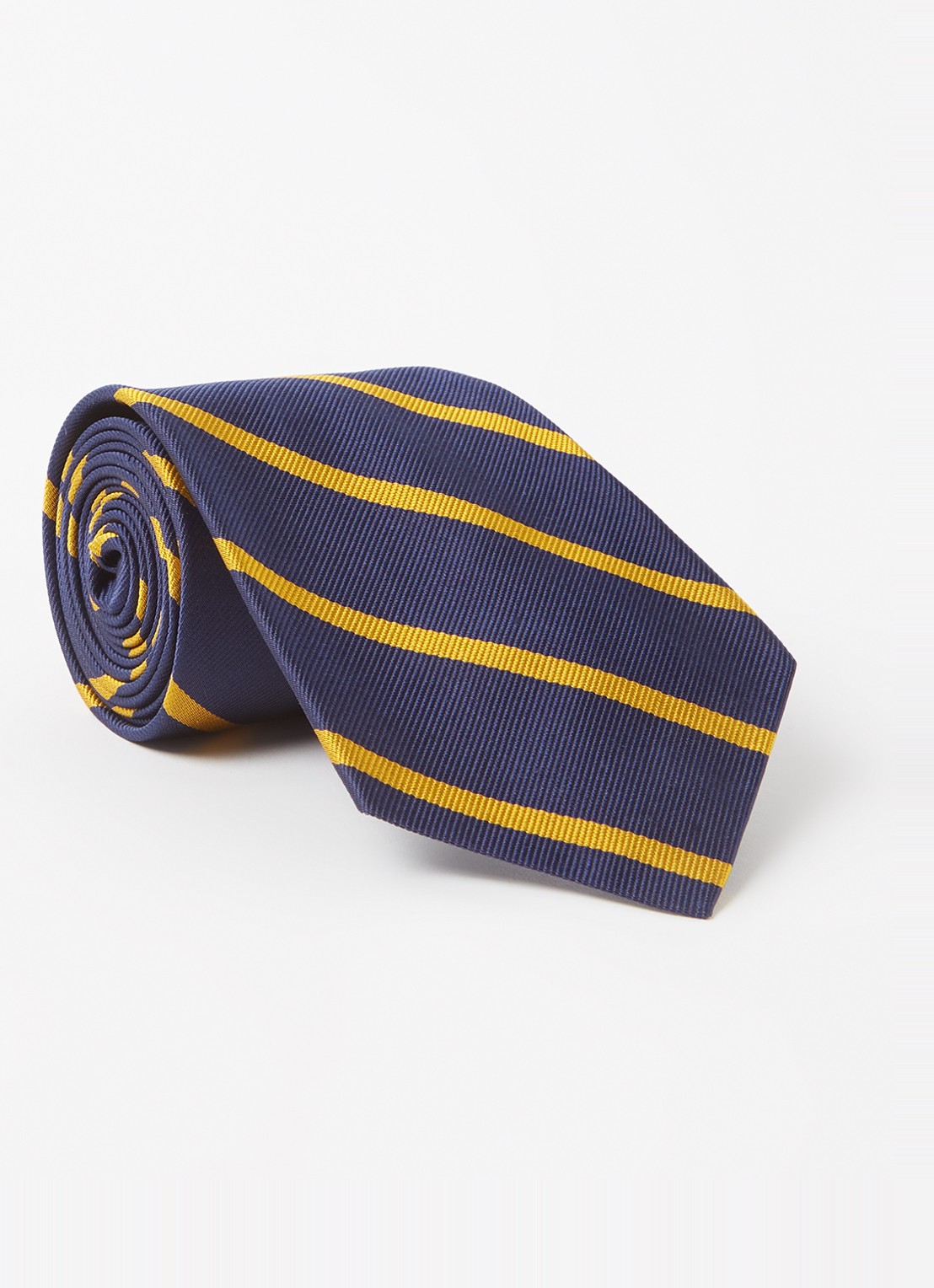 Ralph Lauren Stropdas van zijde met streepprint - voorkant navy/gold