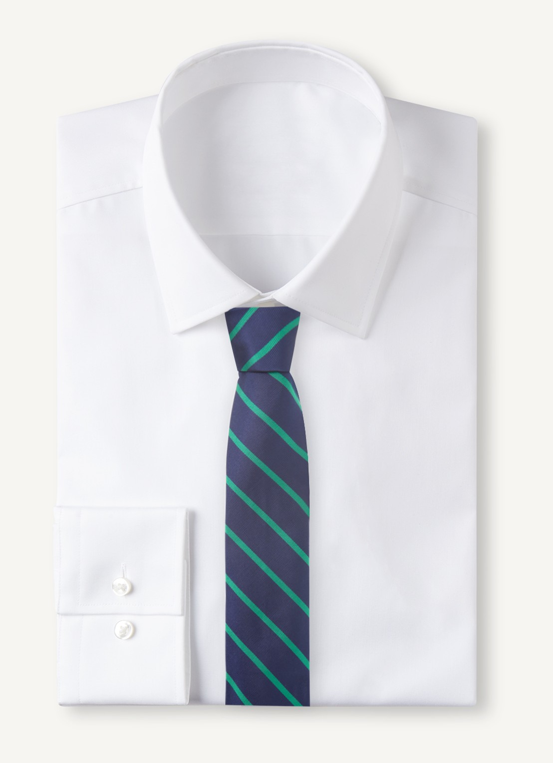 Ralph Lauren Stropdas van zijde met streepprint - voorkant 3 navy/green