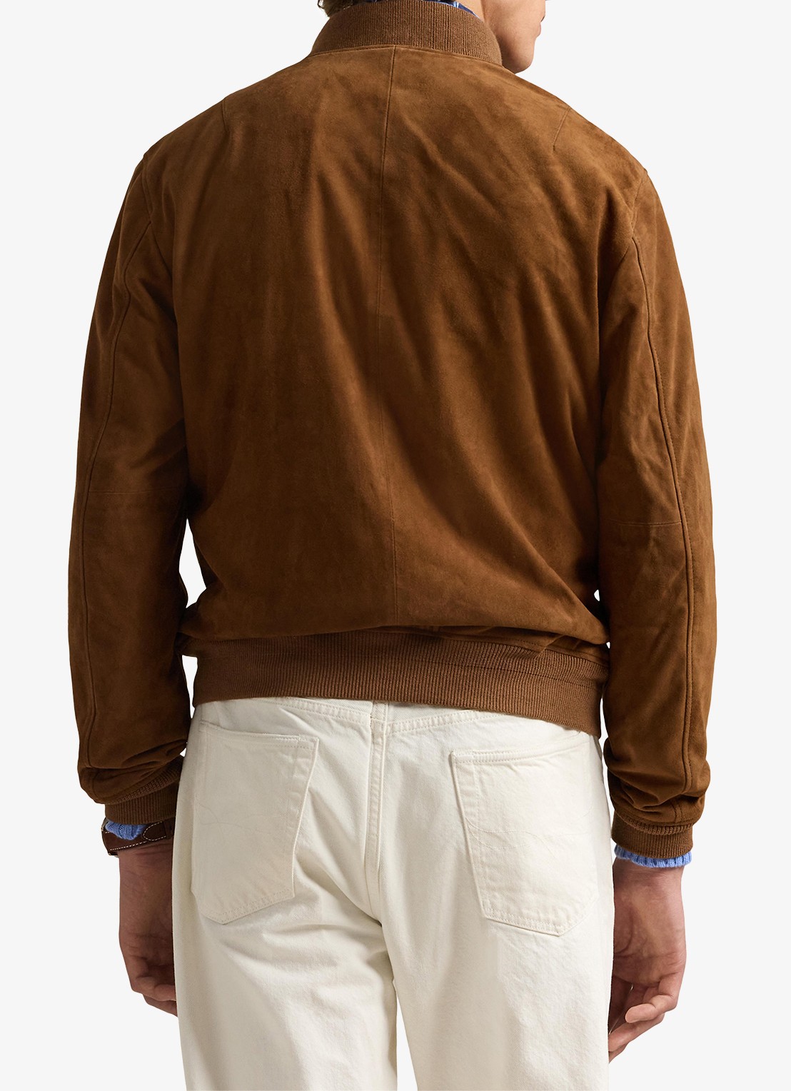 Ralph Lauren Suède bomberjack met logoborduring - achterkant 5 country brown / bruin
