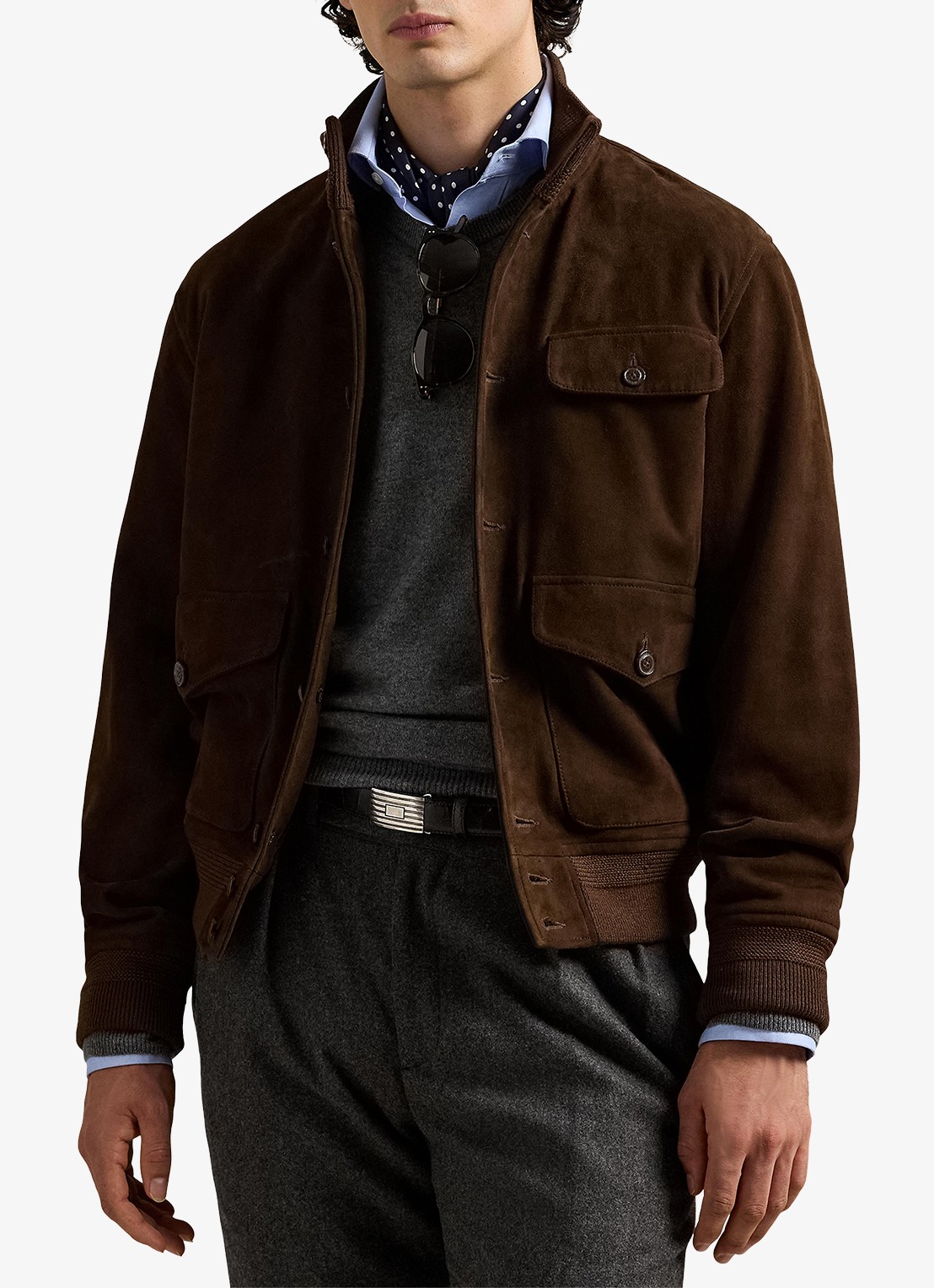 Ralph Lauren Suède jack met borstzak - detail 4 dark beech / donkerbruin