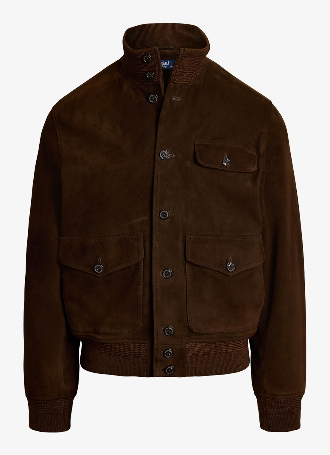 Ralph Lauren Suède jack met borstzak - voorkant 2 dark beech / donkerbruin
