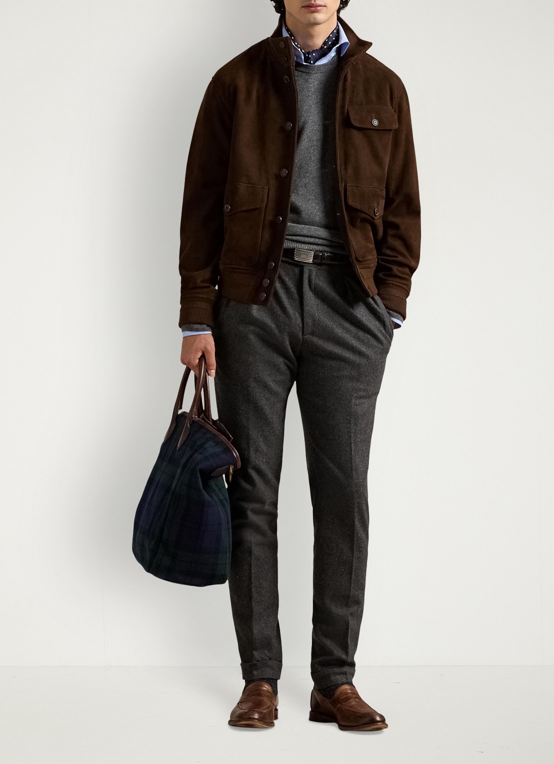 Ralph Lauren Suède jack met borstzak - voorkant 3 dark beech / donkerbruin
