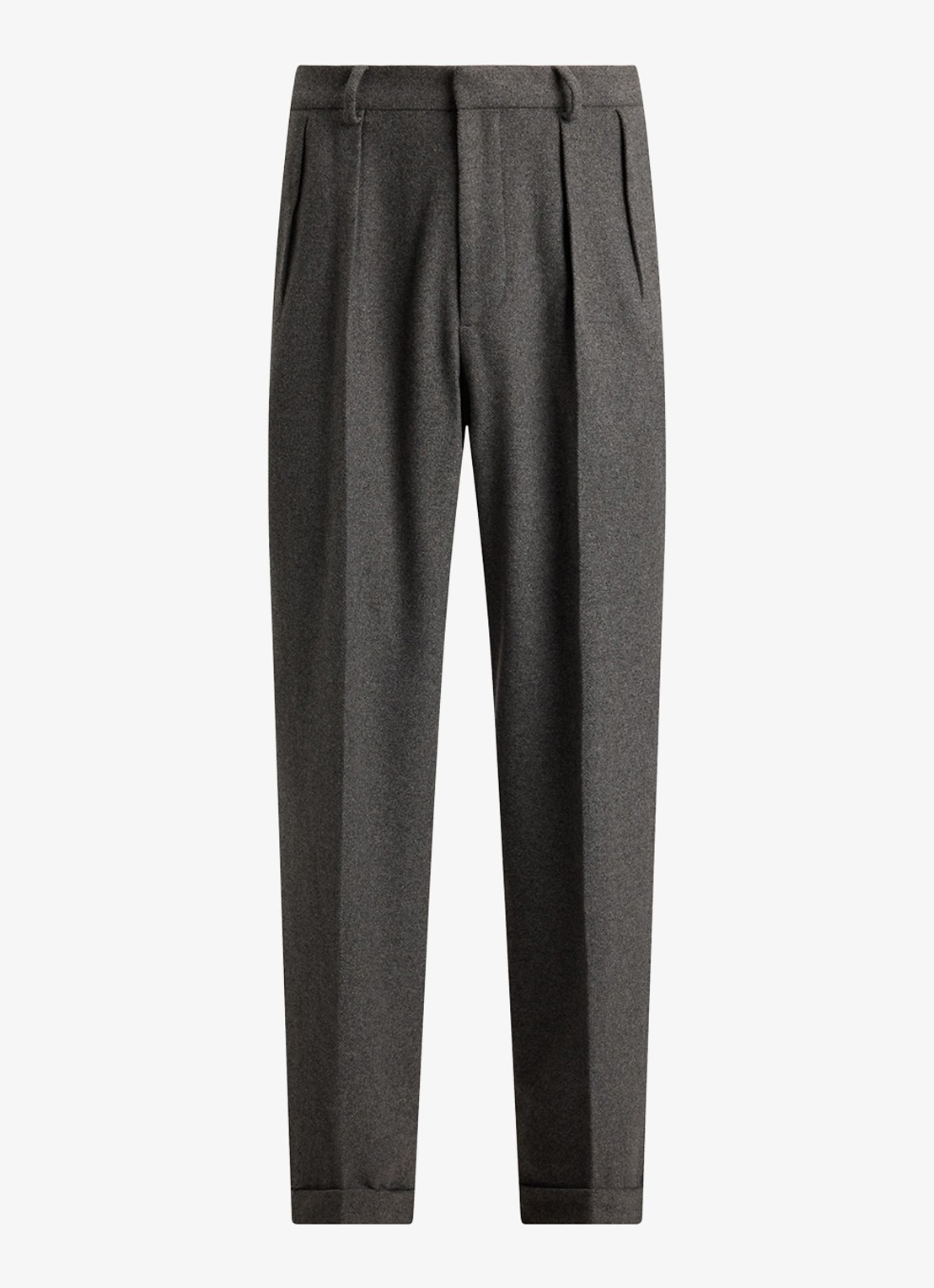 Ralph Lauren Suffield relaxed fit pantalon in wolblend met plooidetail - voorkant 2 medium grey / middengrijs