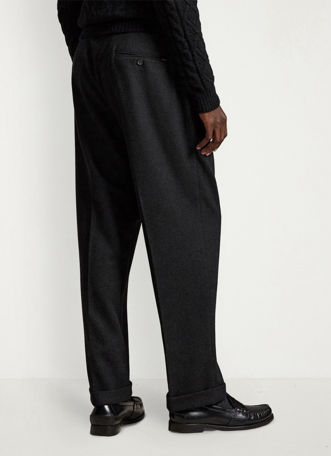 Ralph Lauren Suffield relaxed fit pantalon in wolblend met plooidetail - achterkant 5 dark grey / donkergrijs