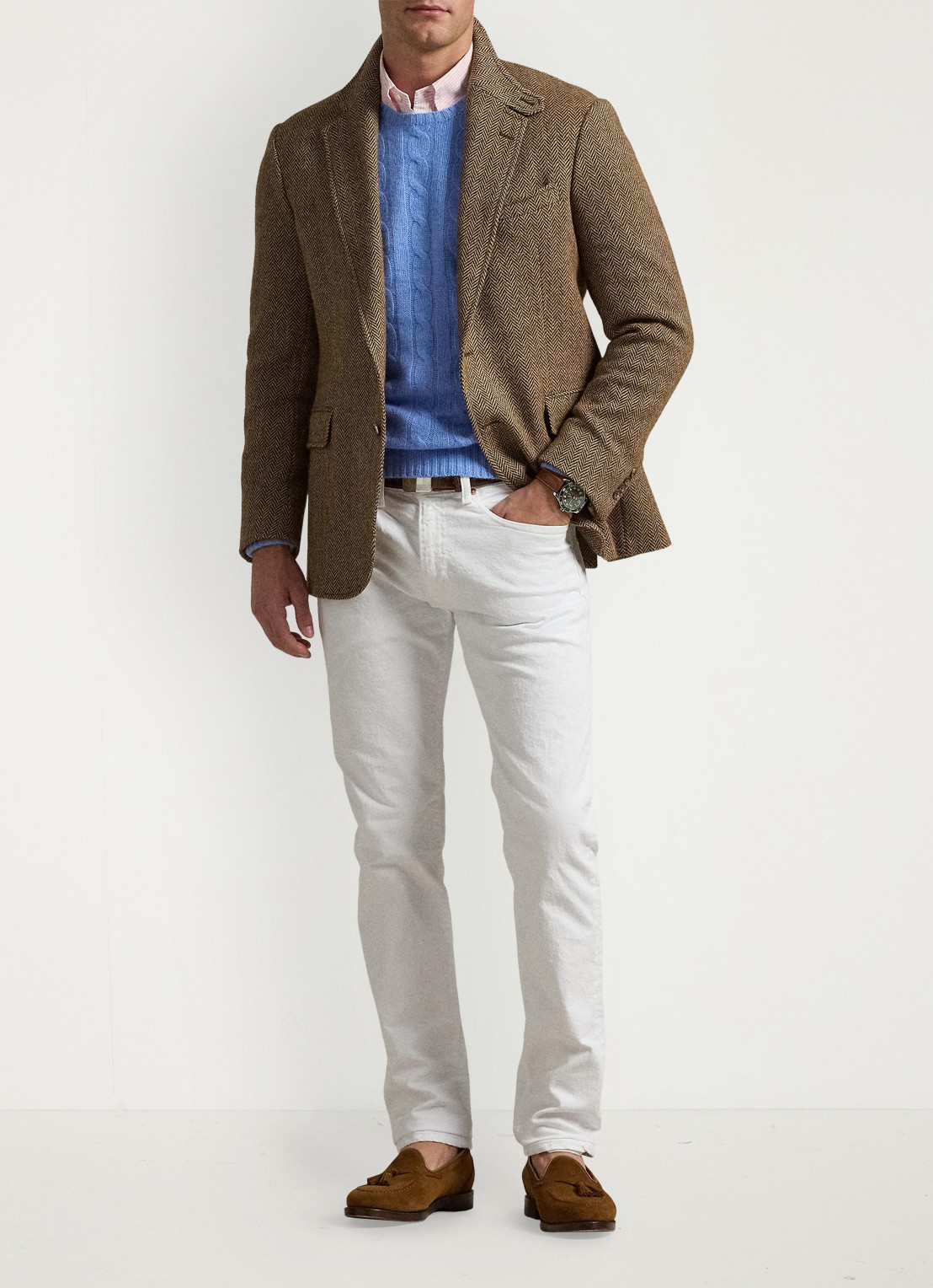 Ralph Lauren Sullivan slim fit jeans met gekleurde wassing - voorkant 5 hdn white / wit