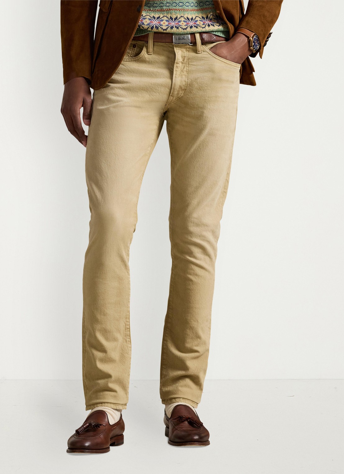 Ralph Lauren Sullivan slim fit jeans met gekleurde wassing - detail 4 hdn khaki hill / khaki