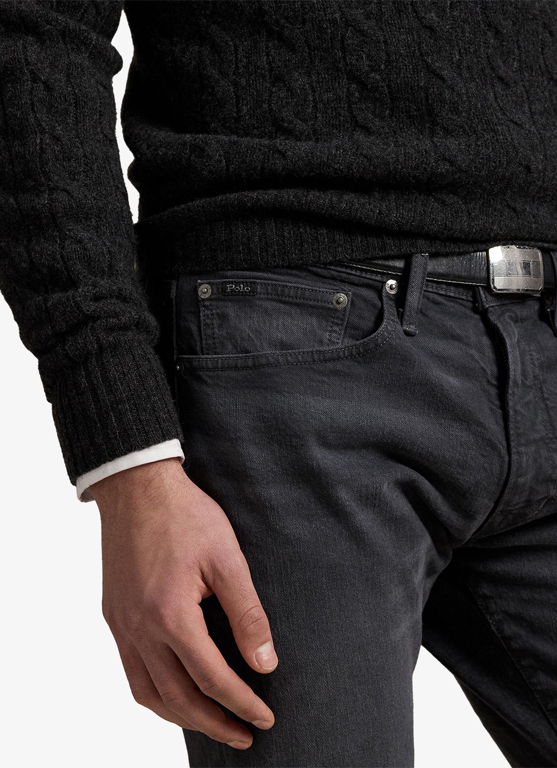 Ralph Lauren Sullivan slim fit jeans met gekleurde wassing - detail 2 hdn mechanic grey / donkergrijs