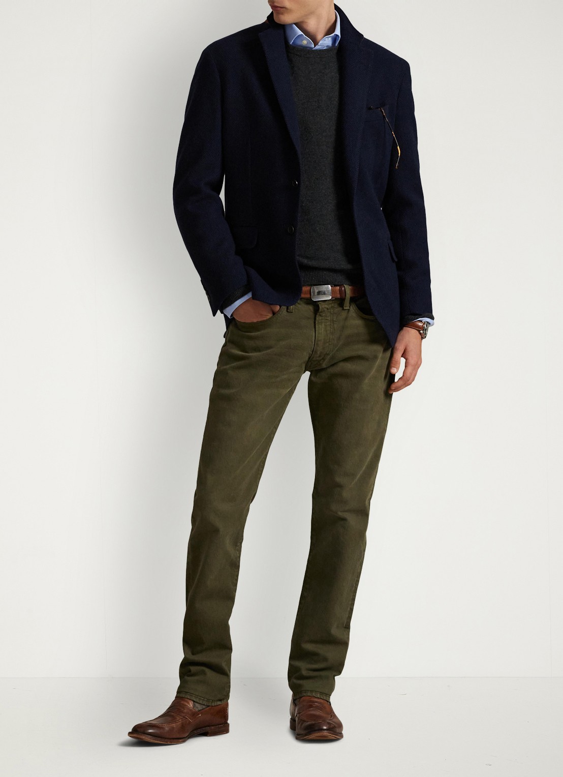 Ralph Lauren Sullivan slim fit jeans met gekleurde wassing - voorkant 5 hdn dark loden / groen