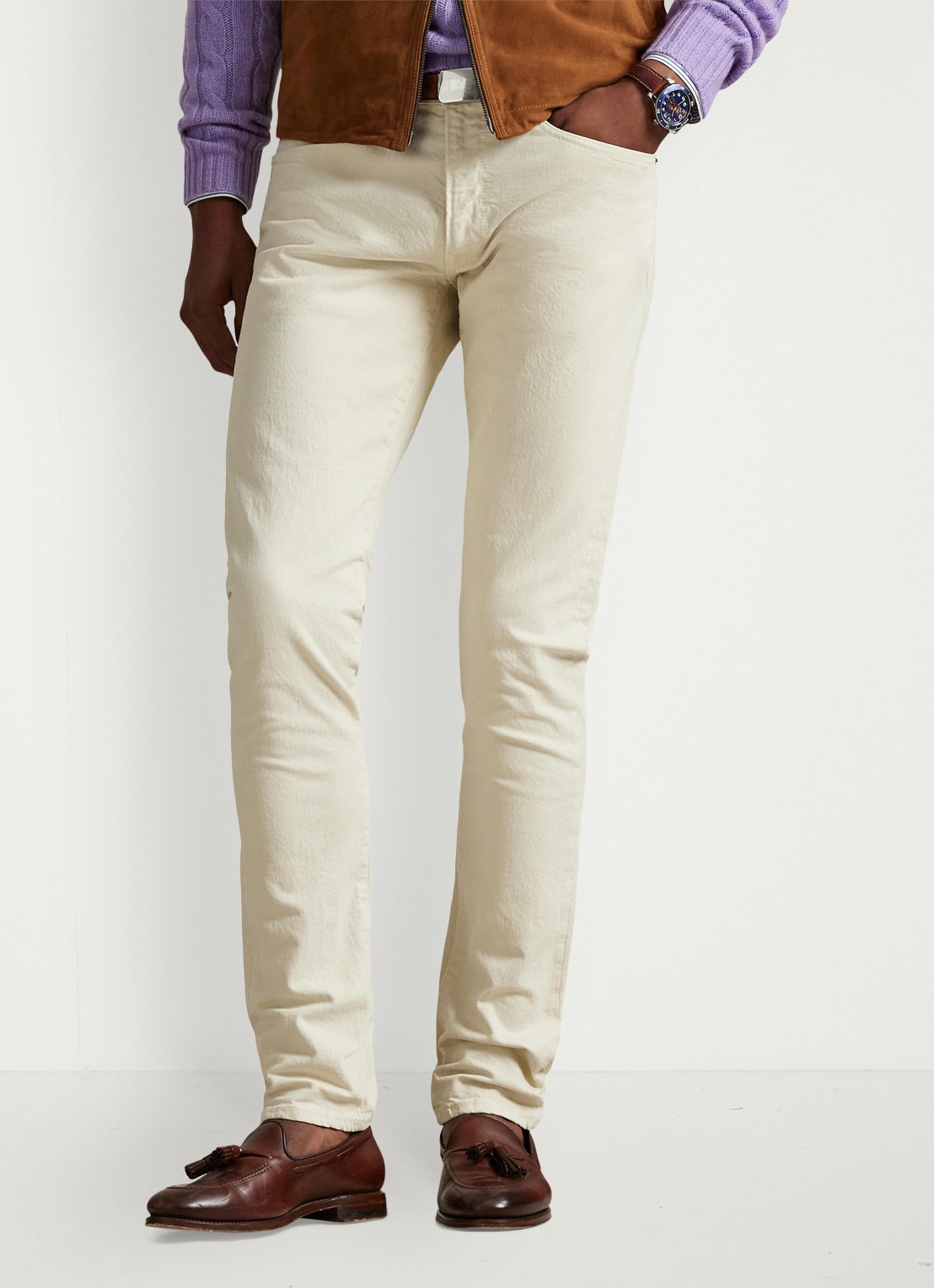 Ralph Lauren Sullivan slim fit jeans met gekleurde wassing - detail hdn andover cream / creme