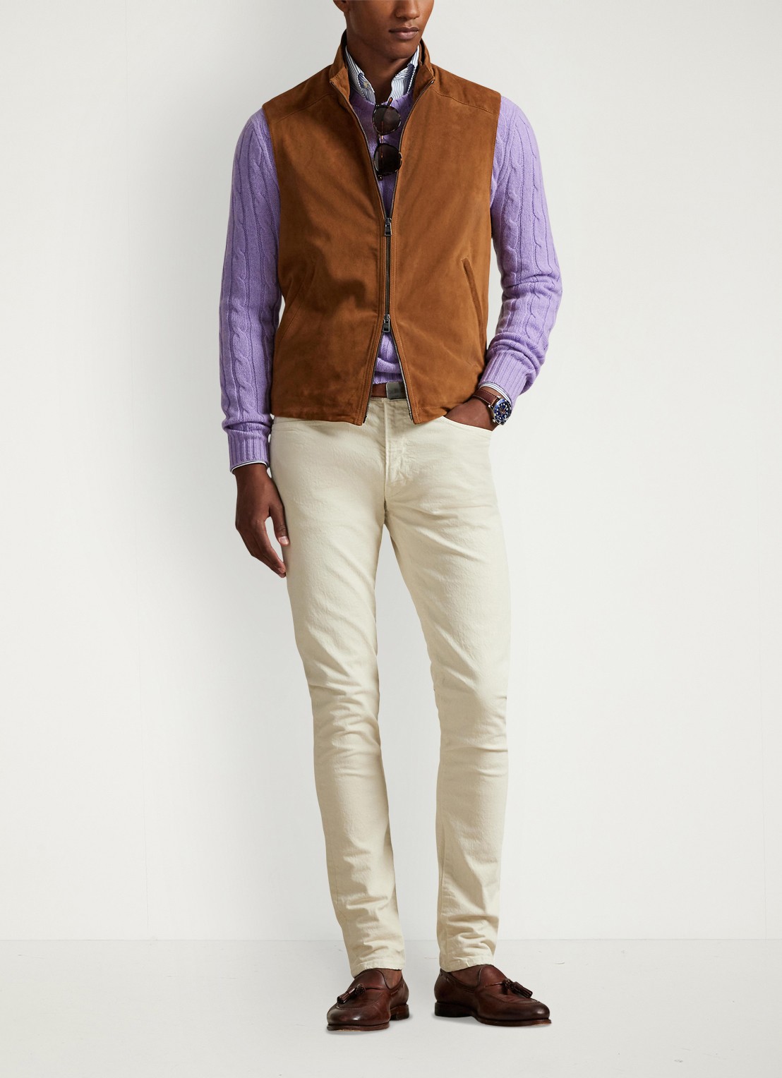 Ralph Lauren Sullivan slim fit jeans met gekleurde wassing - voorkant 3 hdn andover cream / creme
