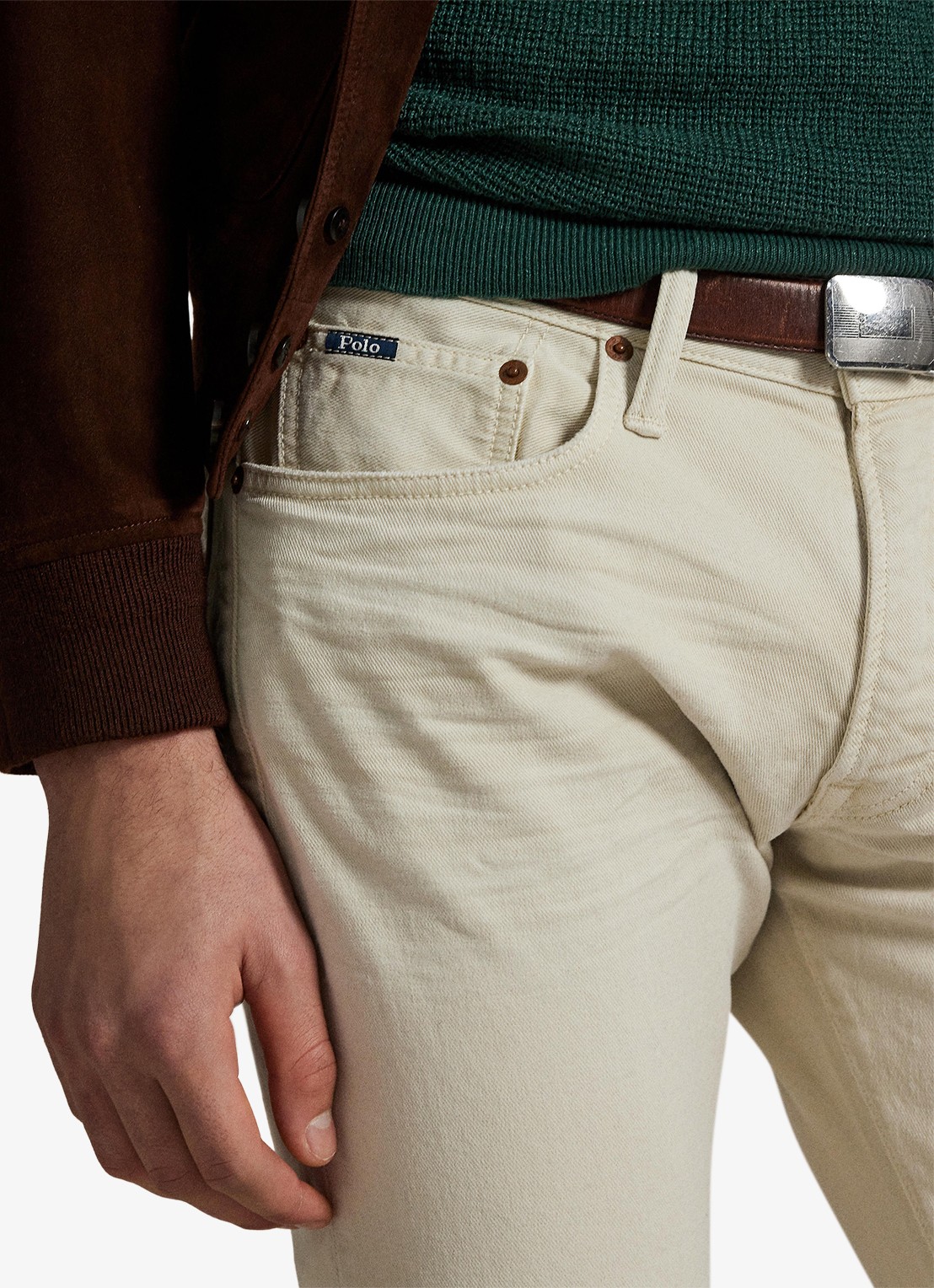 Ralph Lauren Sullivan slim fit jeans met stretch - detail 2 hillstone new stone / gebroken wit