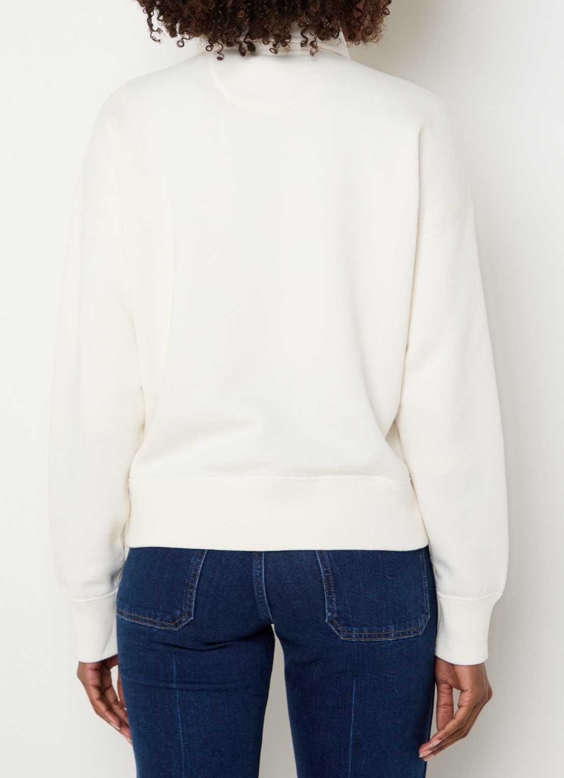 Ralph Lauren Sweater met halve rits en logoborduring - achterkant gebroken wit